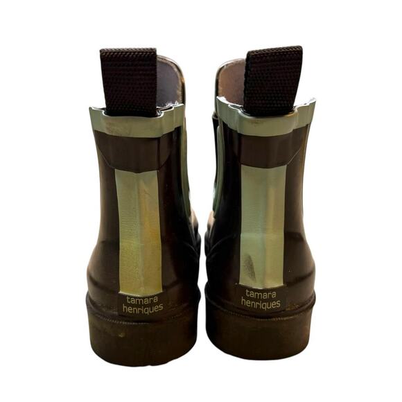 Tamara Henriques short rain boots black with turquoise accent 7.5 - Picture 5 of 9